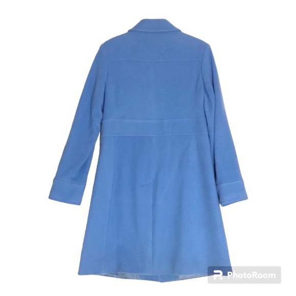 Vintage Sky Blue Long Wool Coat Medium - Picture 3 of 8